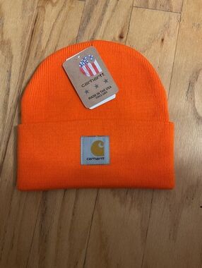 NWT Carhartt Orange Beanie Hat Made in USA